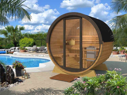 Thermo pool Finnish style timber barrel sauna