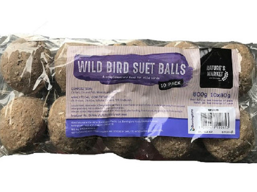Pack of ten suet fat balls for wild birds